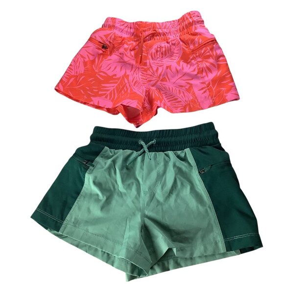 Lot of 2 Girls StretchTech Shorts Quick Dry Multicolor Size XS (5) & S (6-7) - Picture 1 of 16